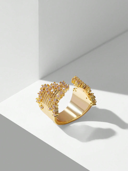 Pearl Accent Gold Statement Ring