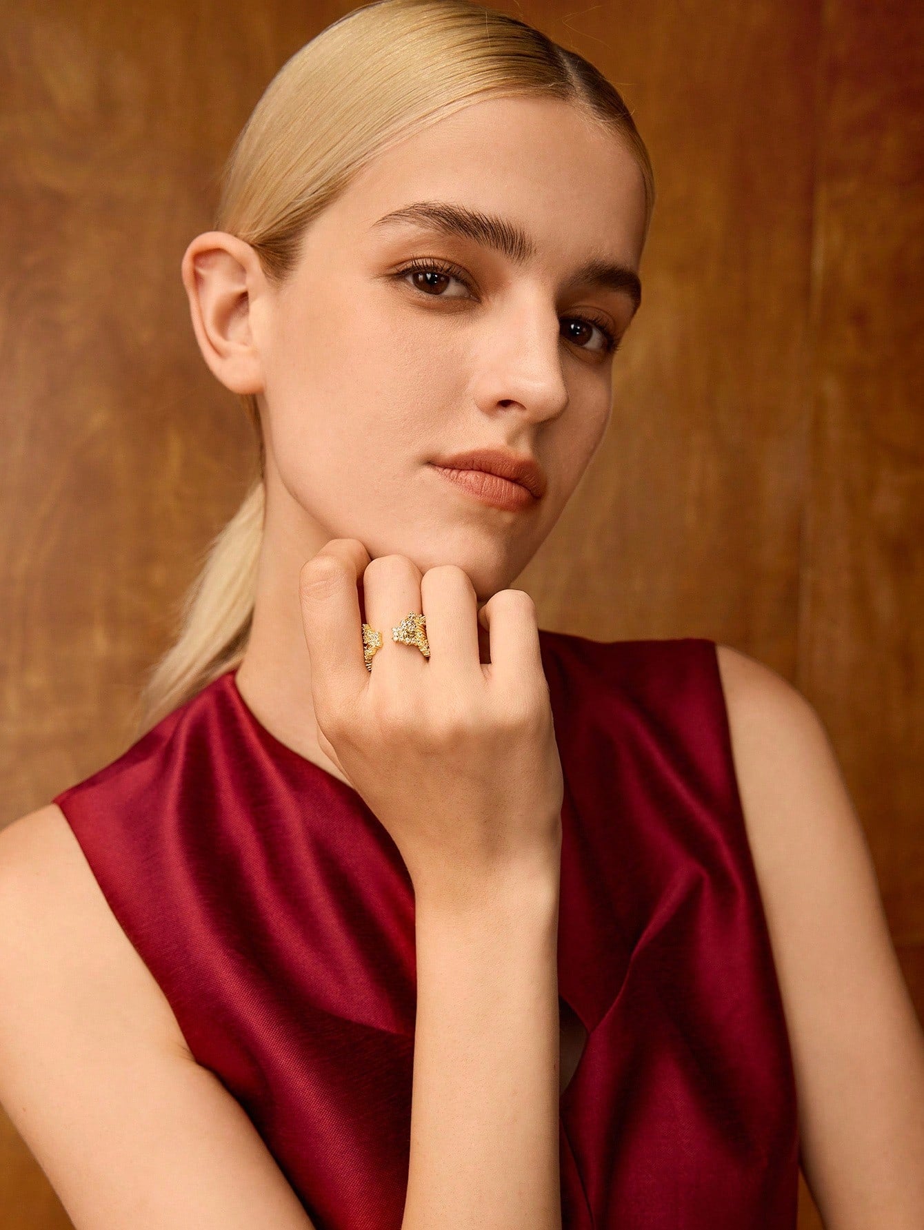 Pearl Accent Gold Statement Ring