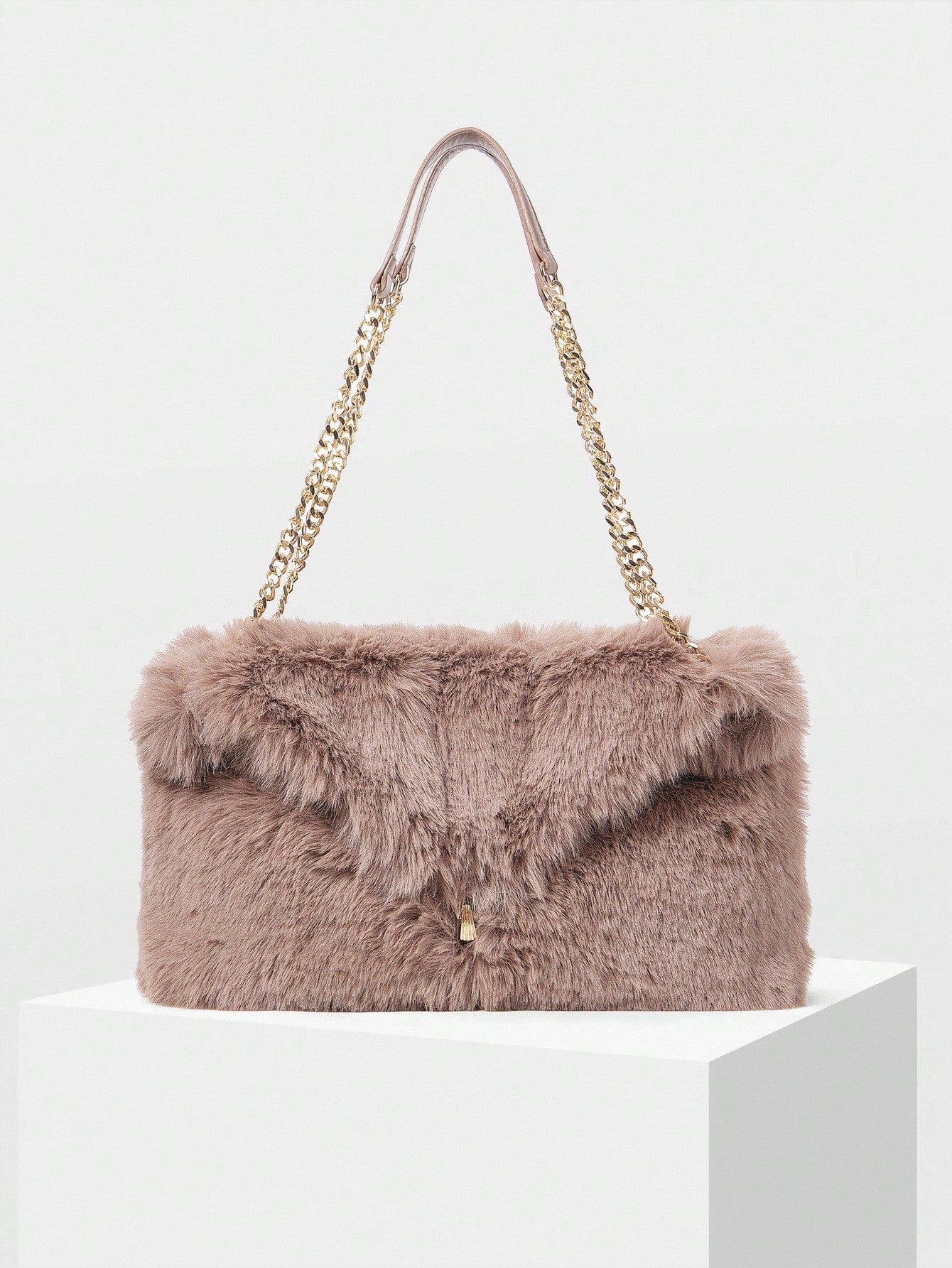 Faux Fur Chain Shoulder Bag – Luxury Winter Clutch