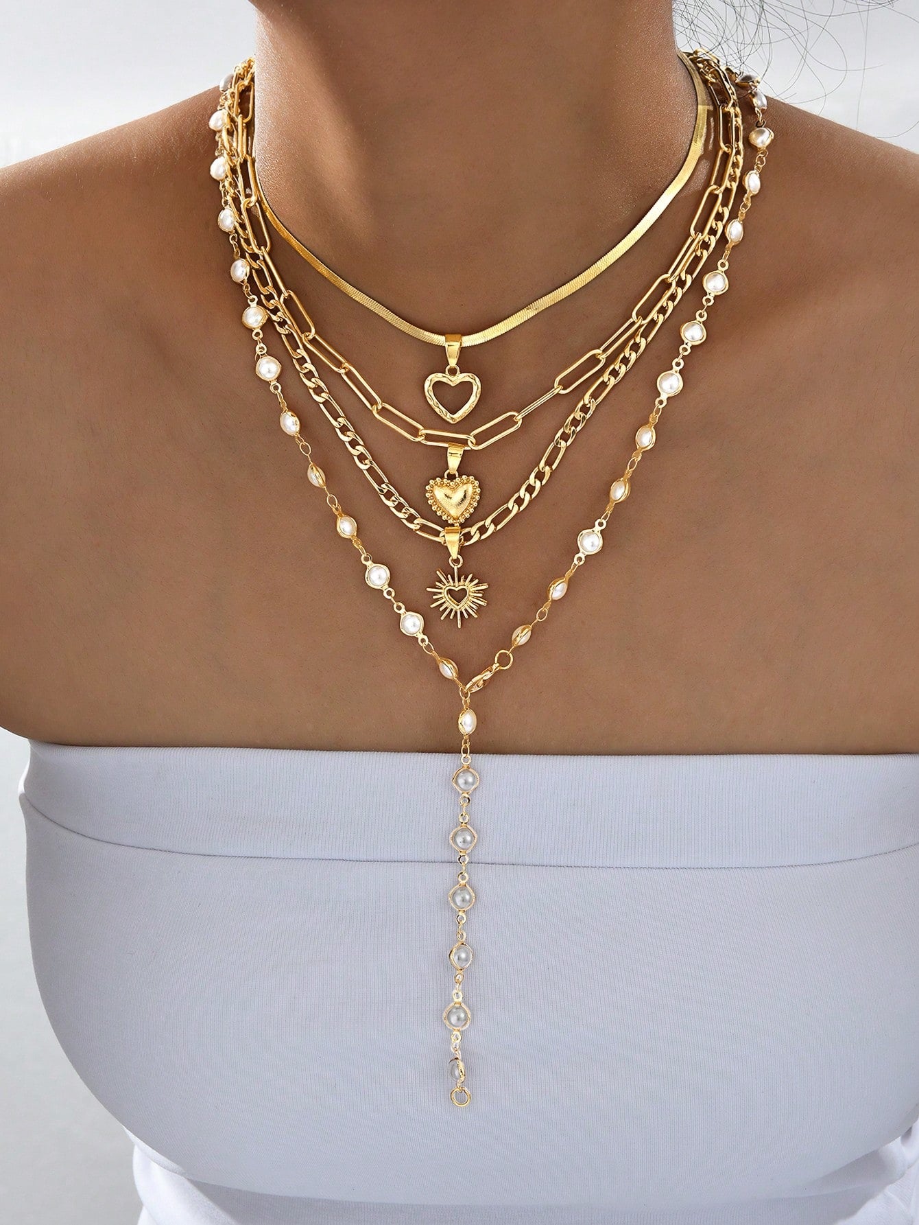 Eternal Amour Quad-Layered Y-Necklace