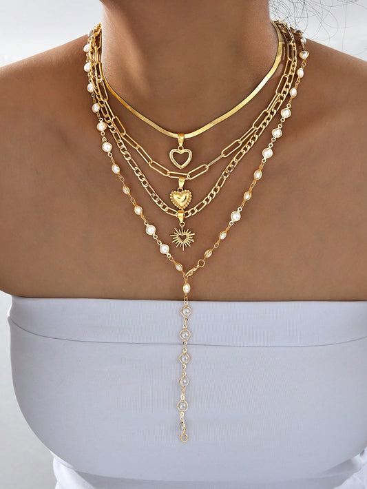 Eternal Amour Quad-Layered Y-Necklace