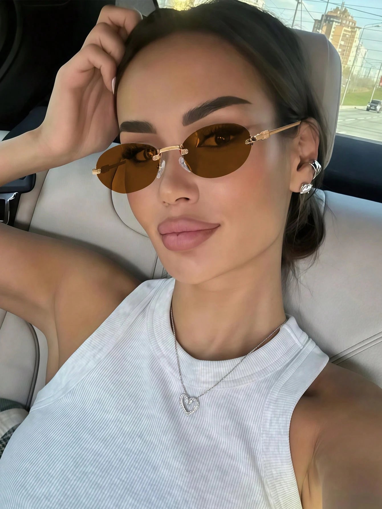 Eclipse Frameless Oval Sunglasses – Y2K Luxe