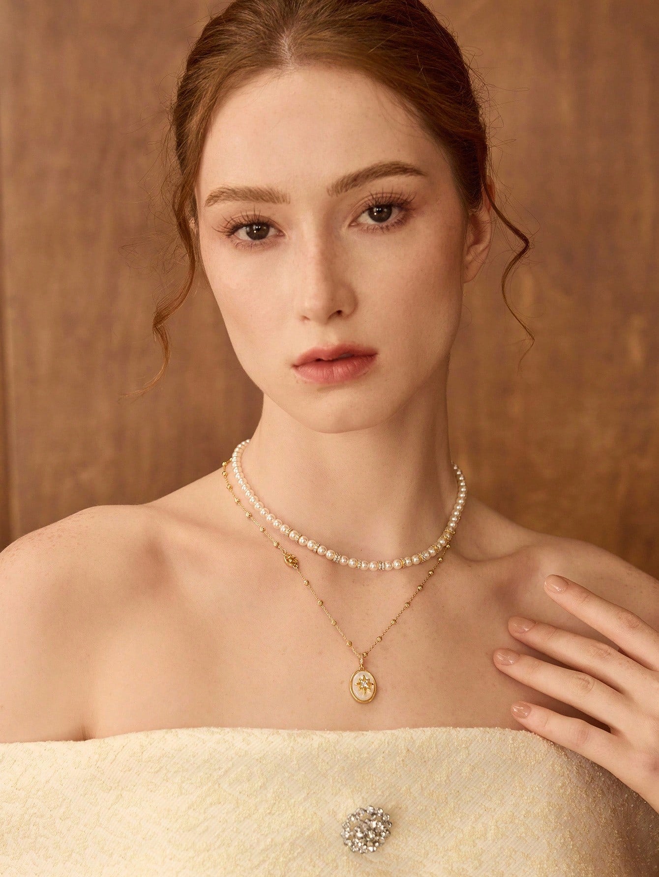 Pearl Choker & Star Locket Necklace Set