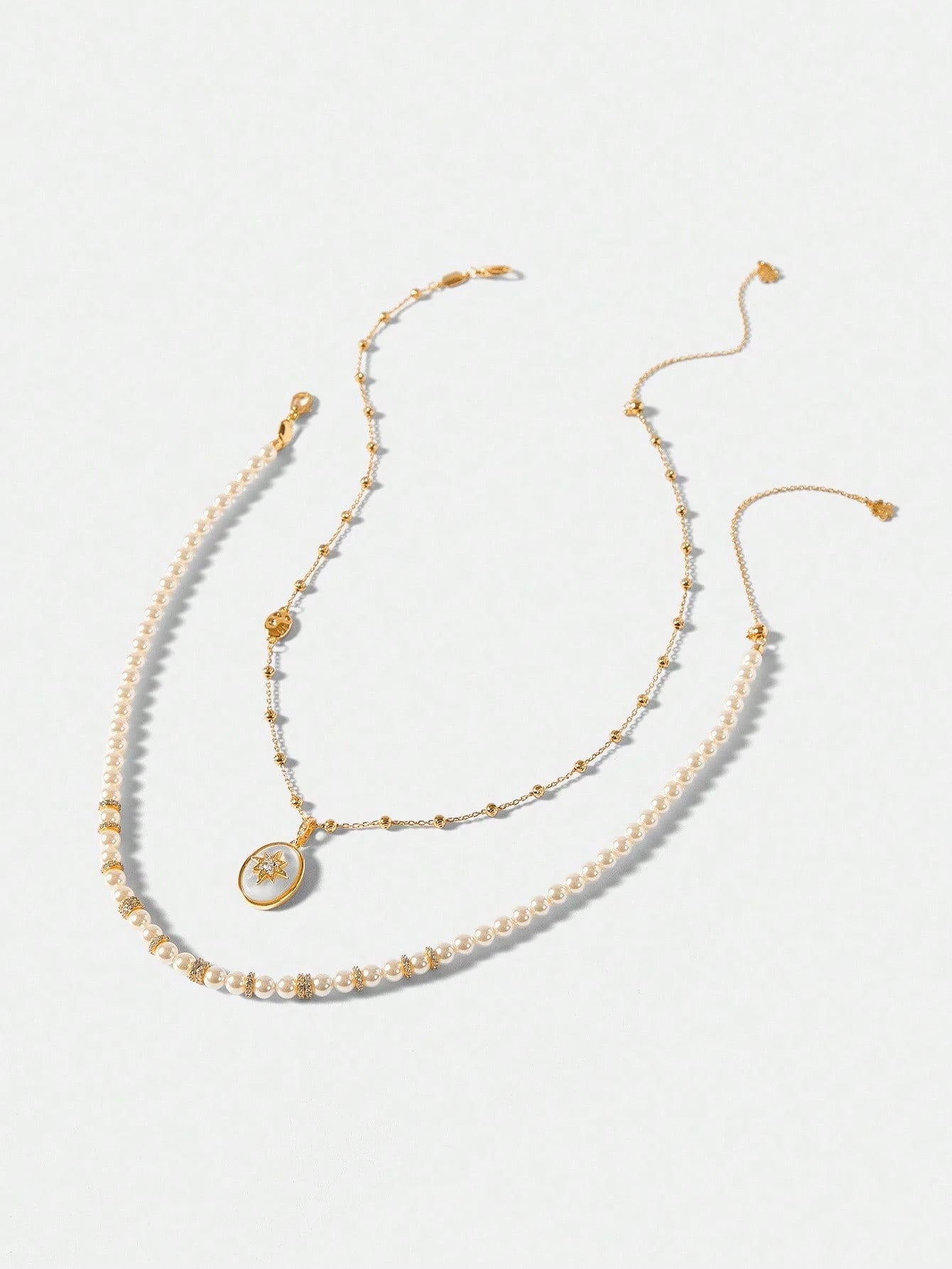 Pearl Choker & Star Locket Necklace Set