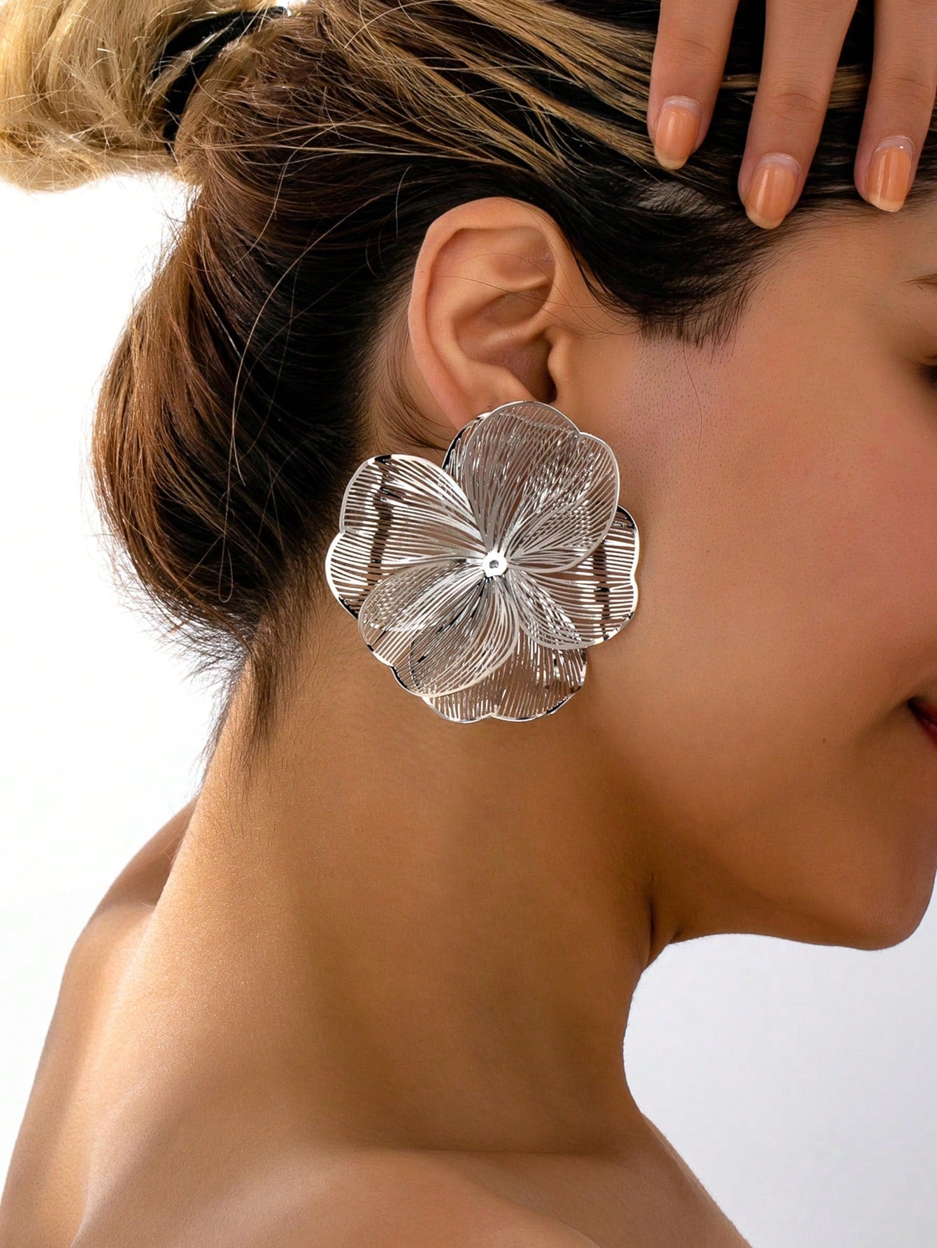 Gold-Plated Floral Pendant Earrings