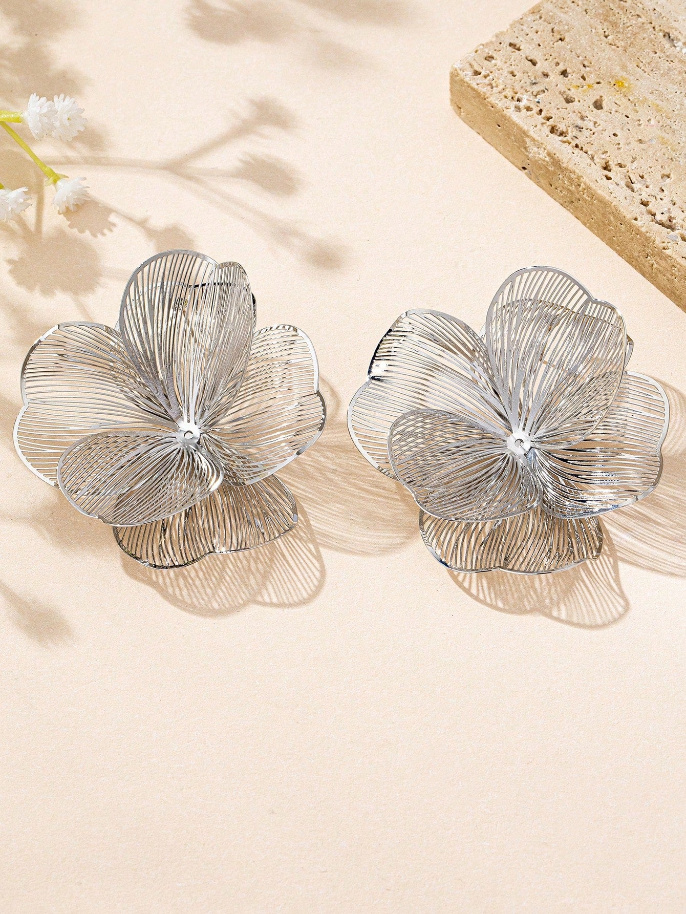 Gold-Plated Floral Pendant Earrings