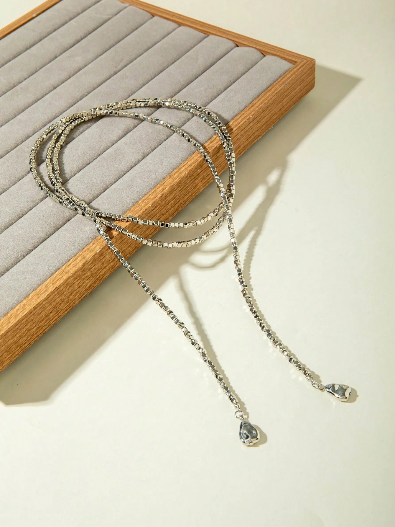 Asymmetrical Layered Y Chain Necklace with Drop Pendant