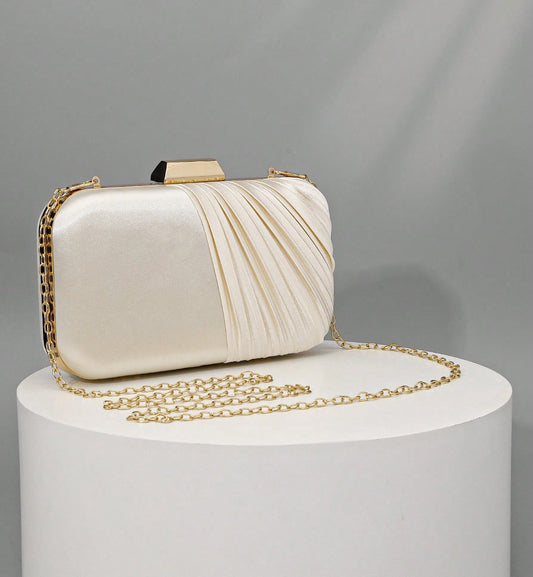 Pleated Satin Evening Clutch
