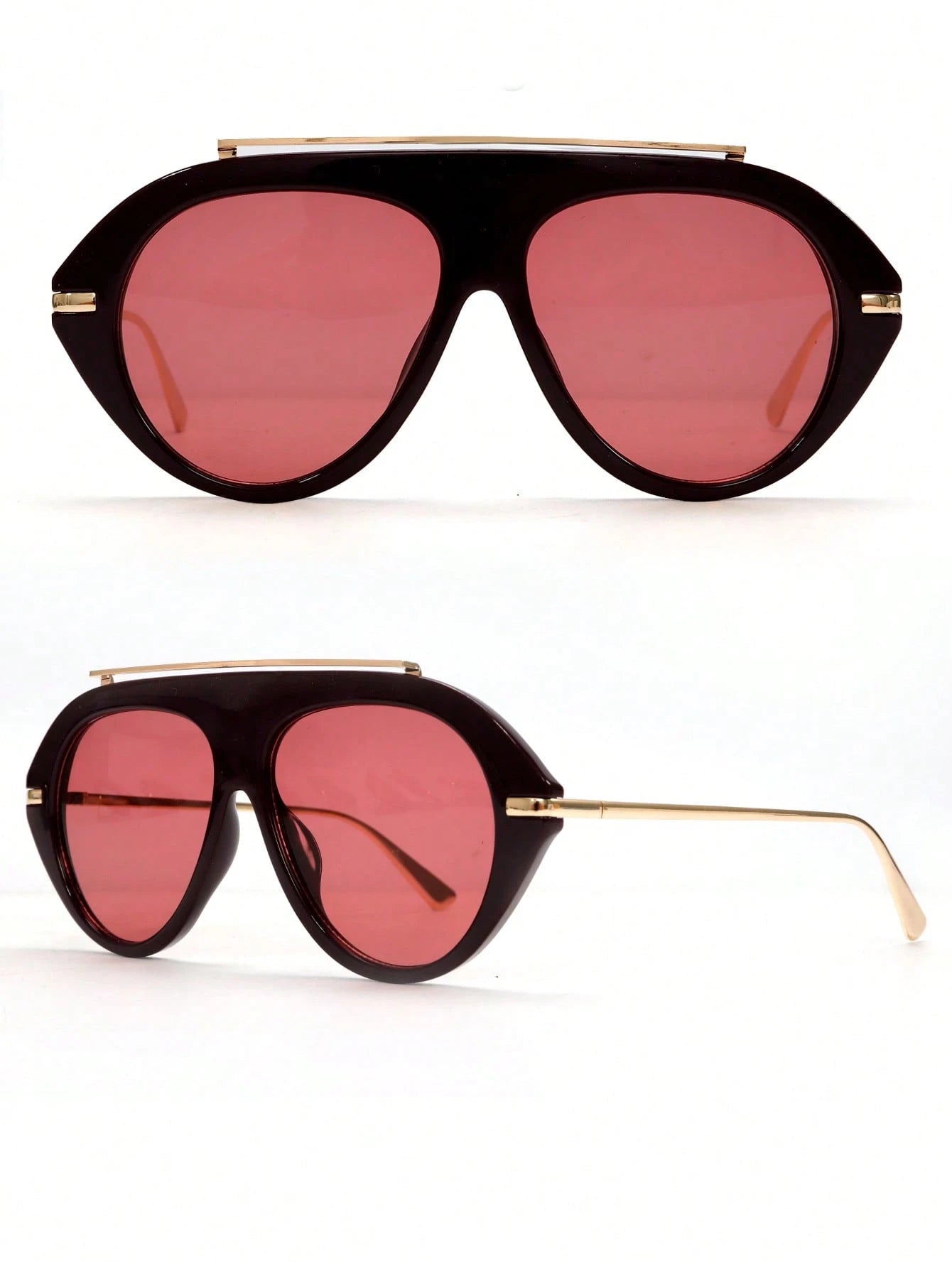 Crimson Luxe Geometric Statement Sunglasses