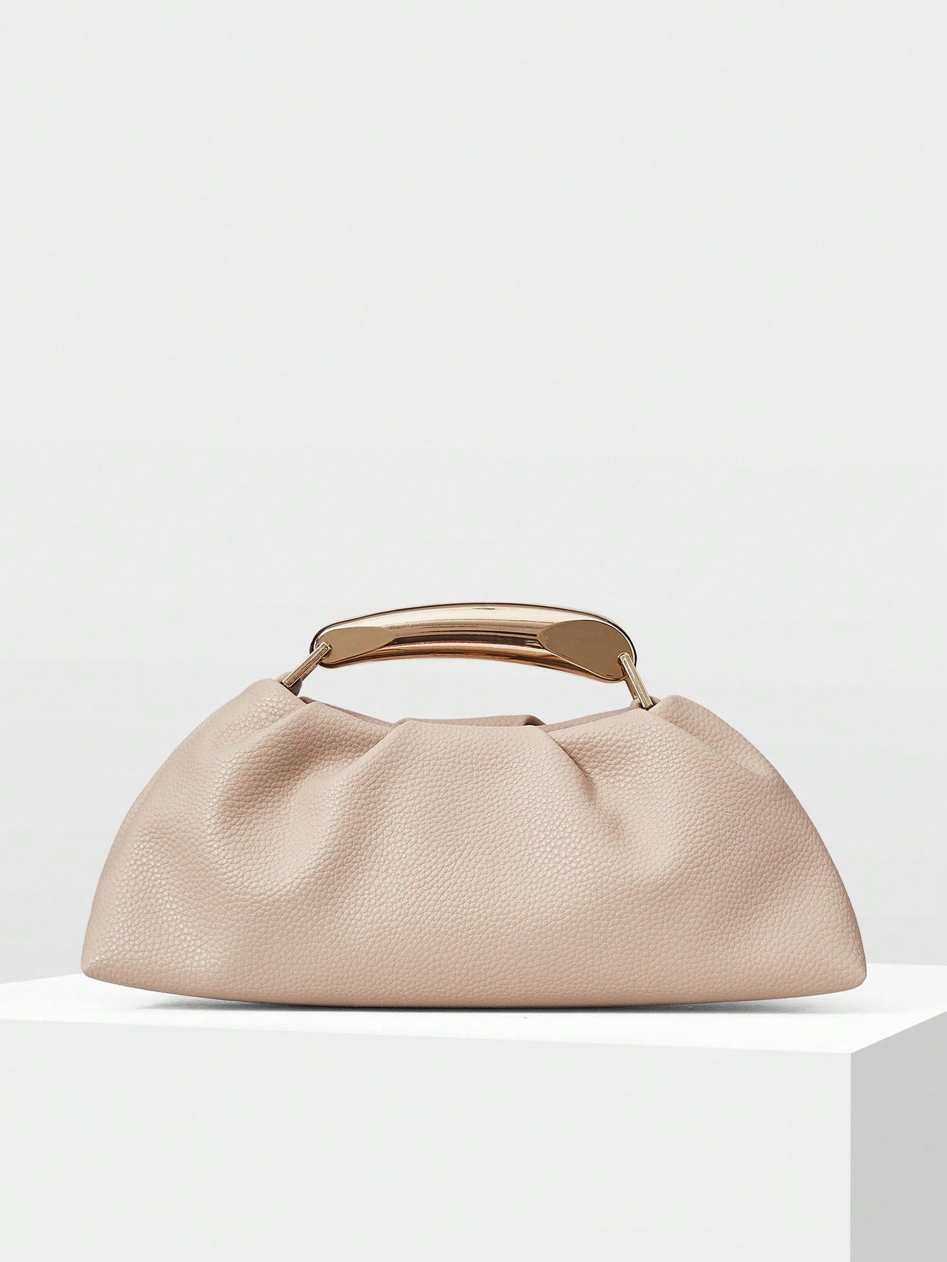 Soft Sculpted Clutch with Gold Handle