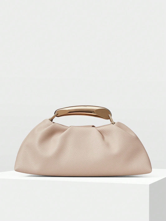 Soft Sculpted Clutch with Gold Handle