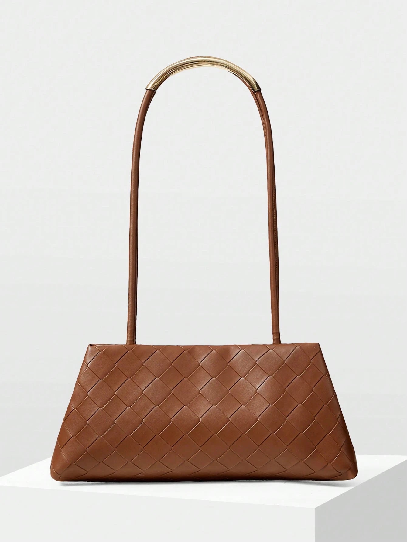 Sculpted Leather Top-Handle Bag