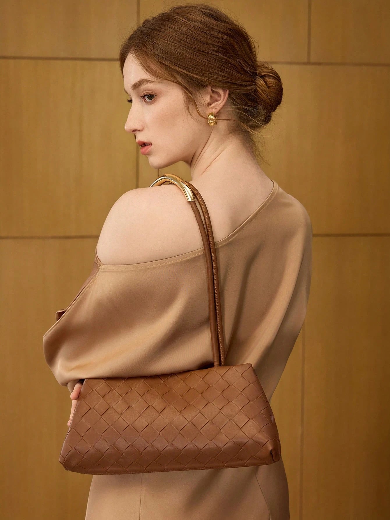 Sculpted Leather Top-Handle Bag