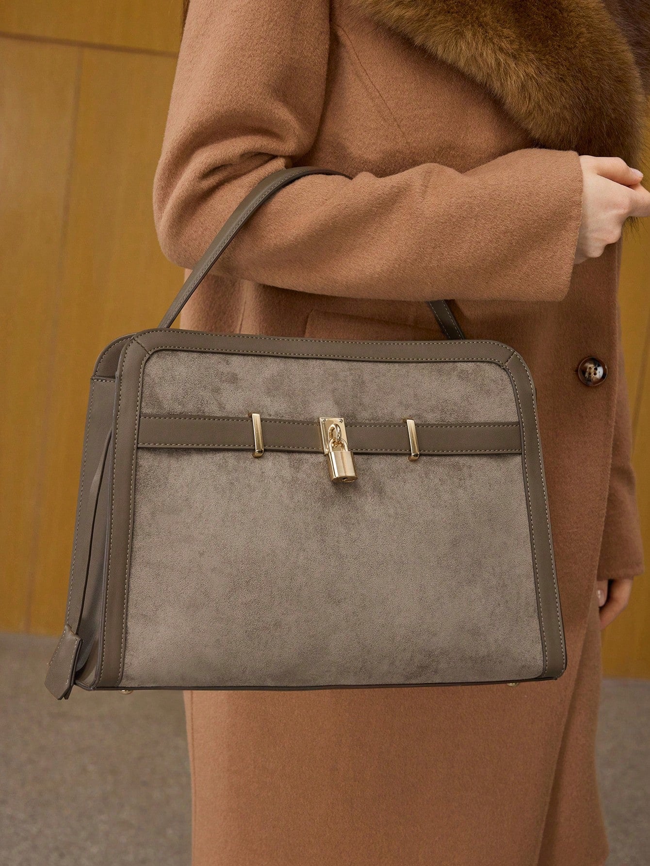 Structured Suede Shoulder Bag – Modern Heritage Statement