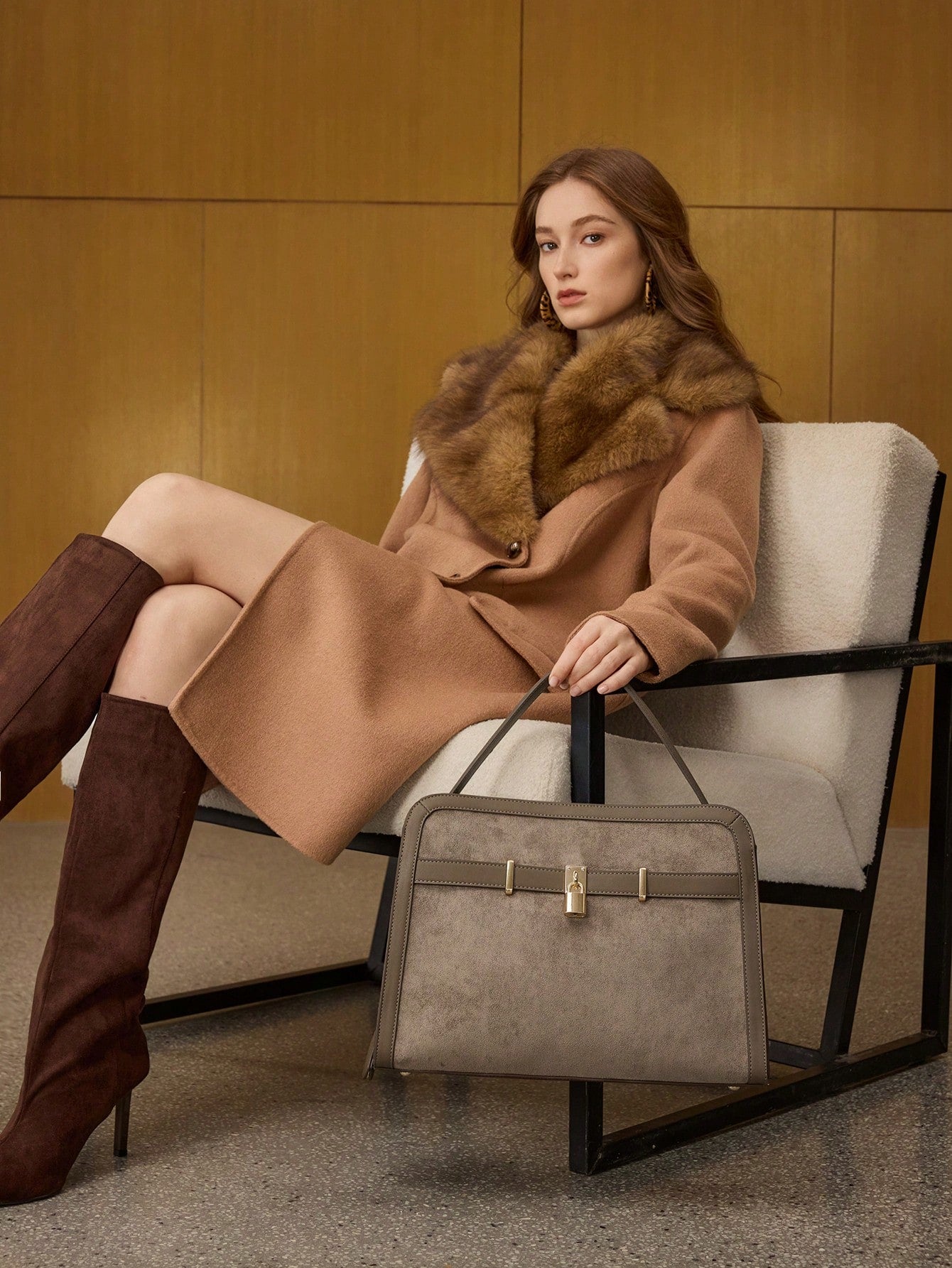 Structured Suede Shoulder Bag – Modern Heritage Statement