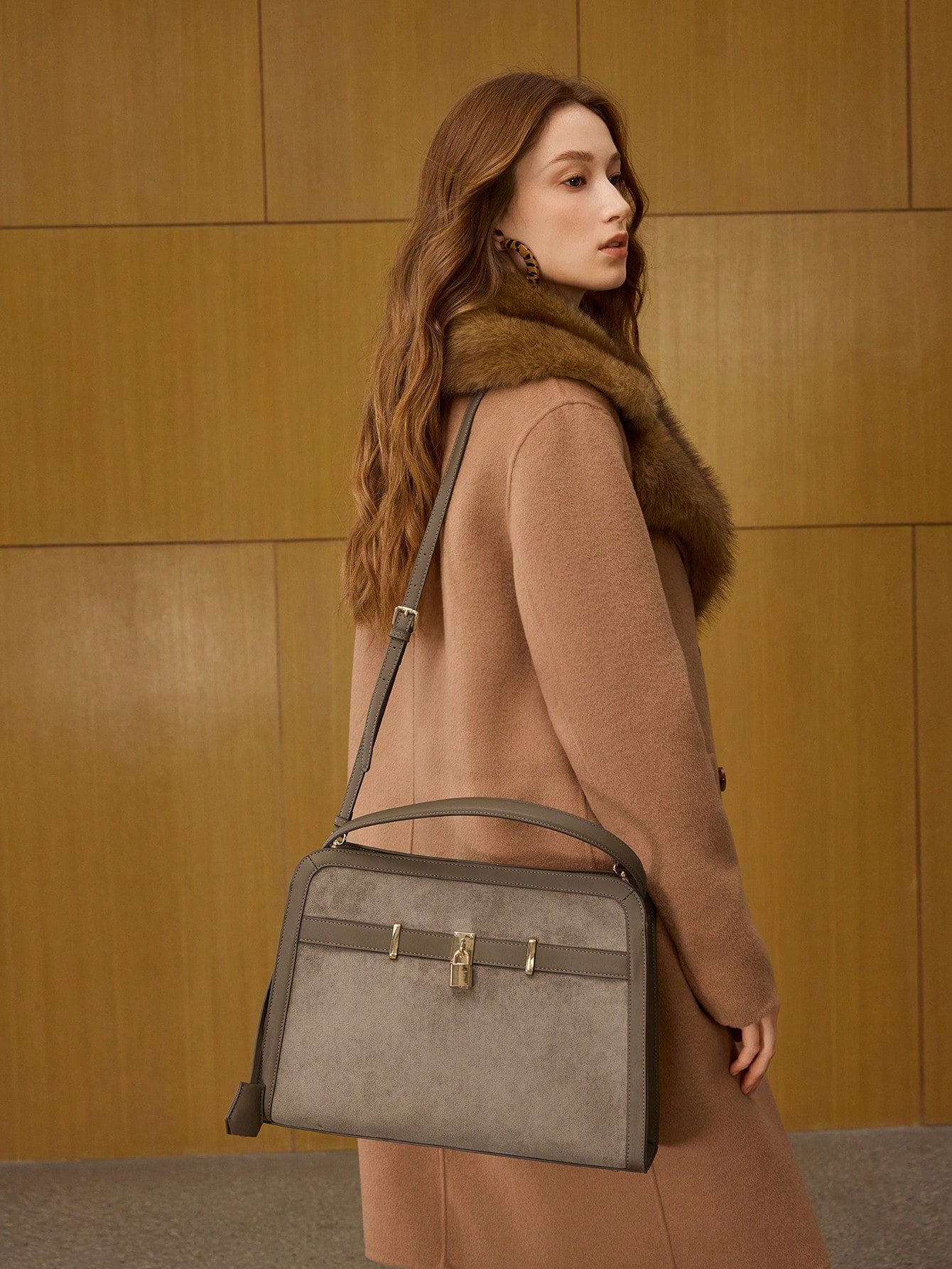 Structured Suede Shoulder Bag – Modern Heritage Statement
