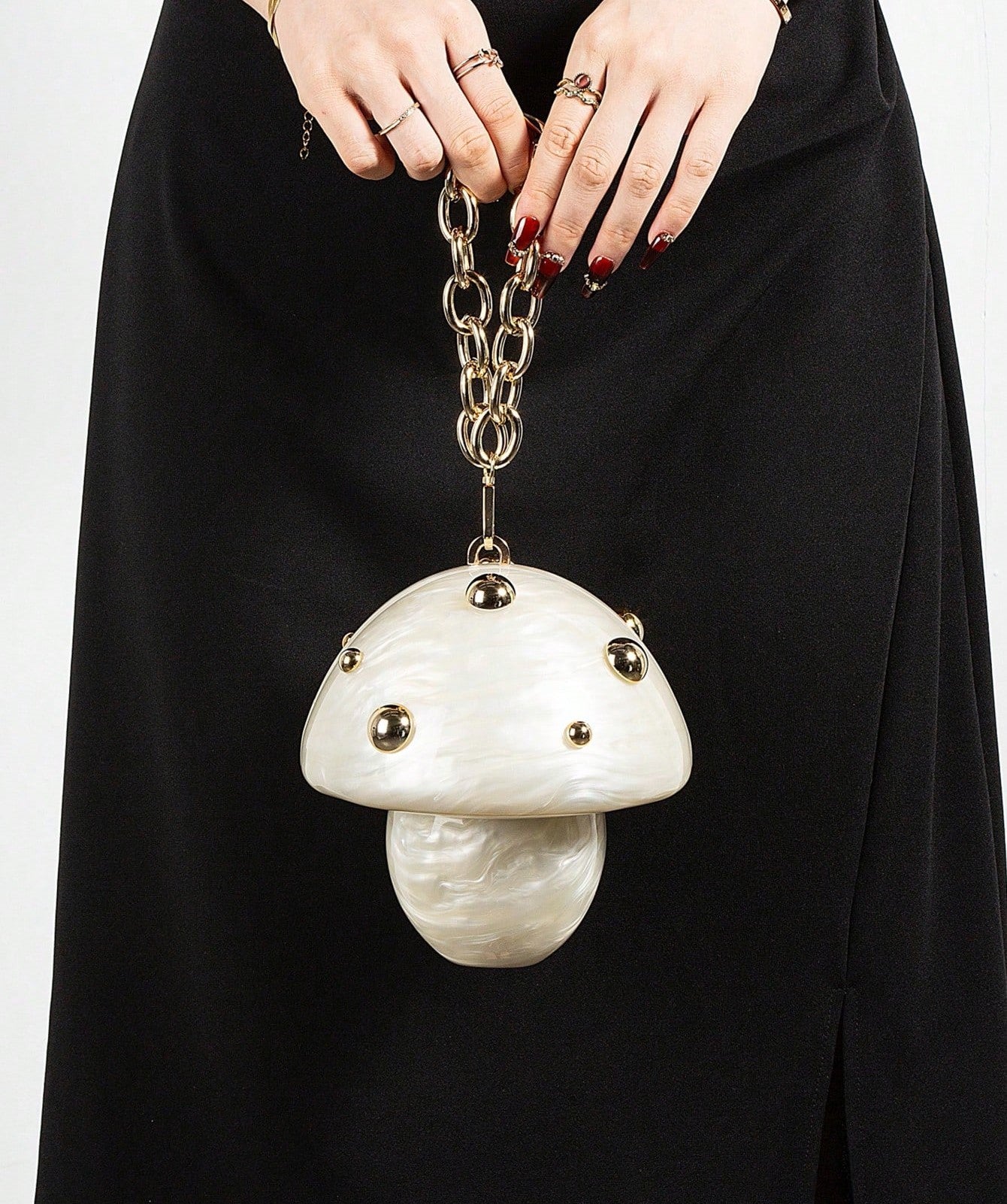 Pearl Mushroom Mini Statement Bag