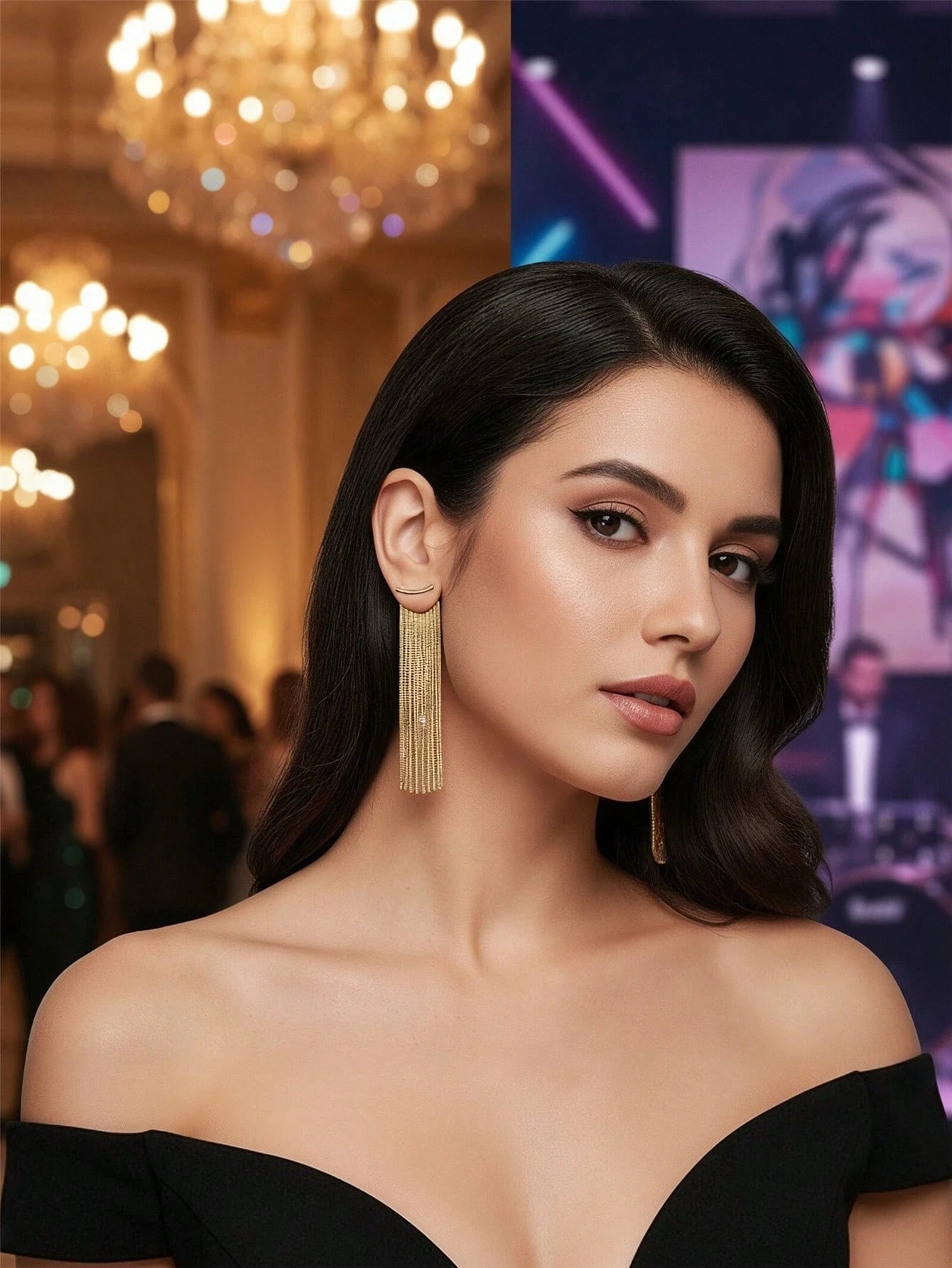Metal Chain Tassel Pendant Earrings
