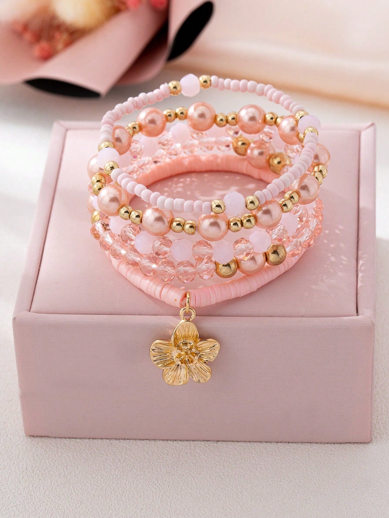 Bohemian Beaded Stretch Bracelet Set – 6 Pcs