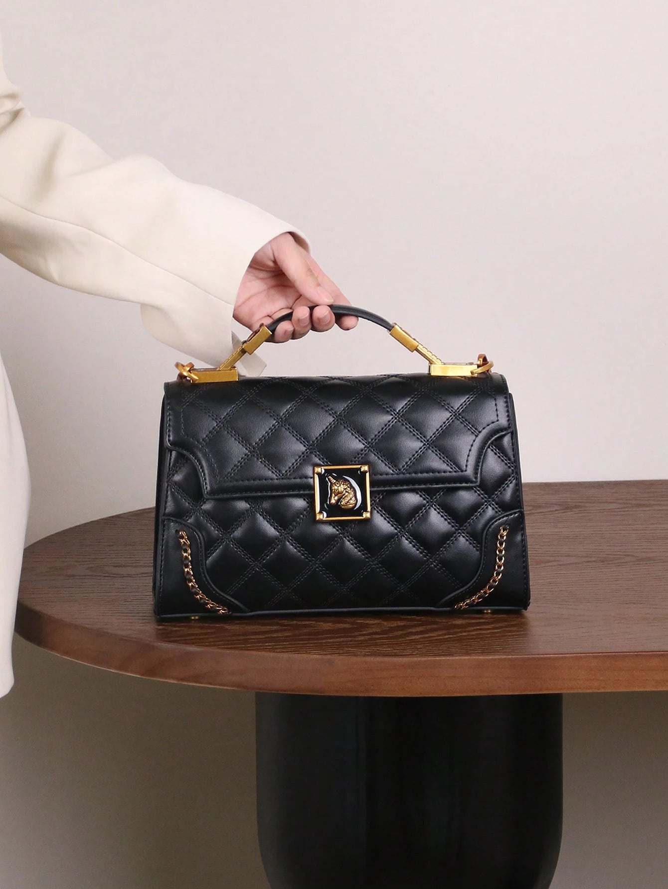 Luxury Quilted Top-Handle Bag