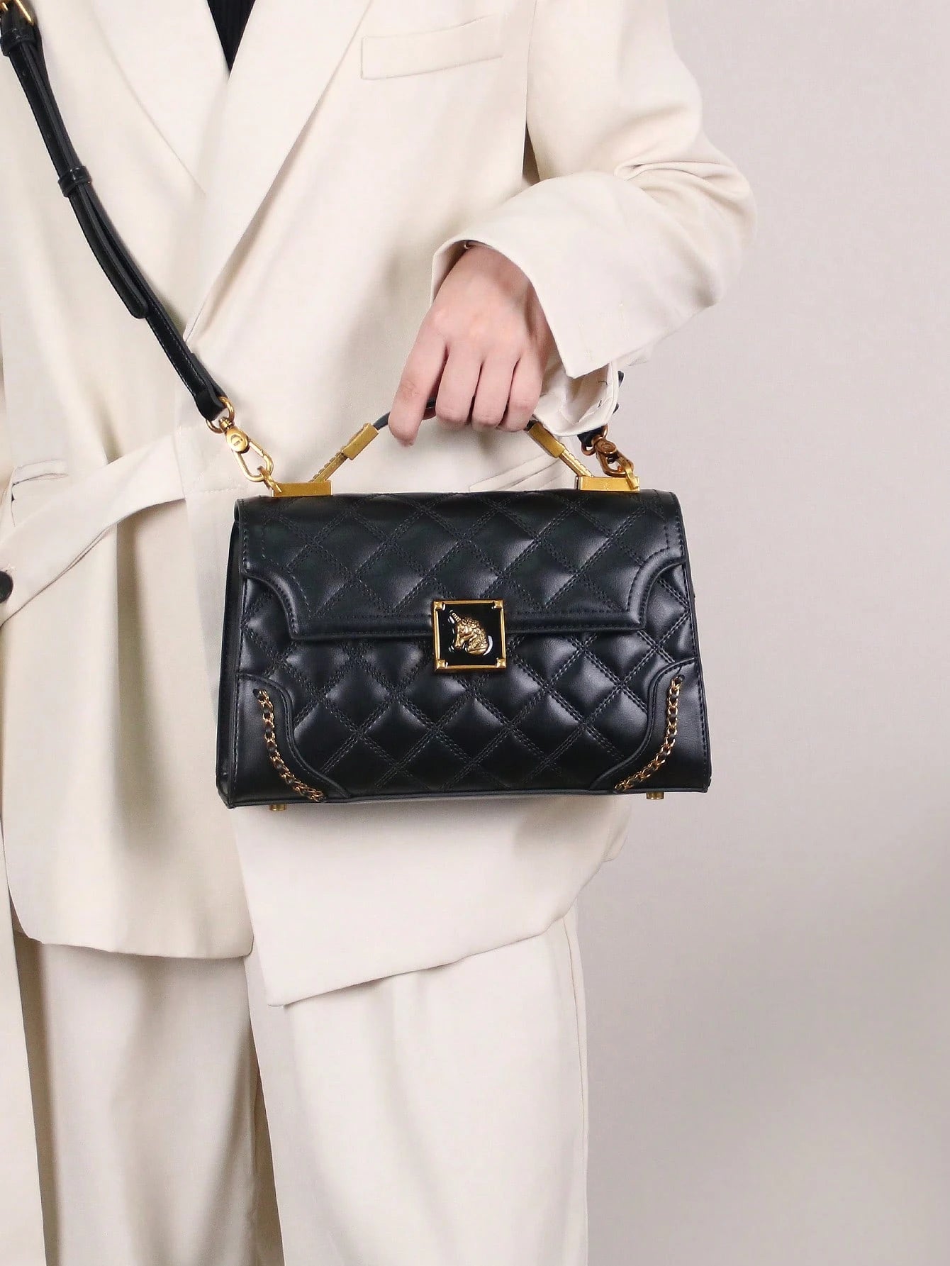 Luxury Quilted Top-Handle Bag