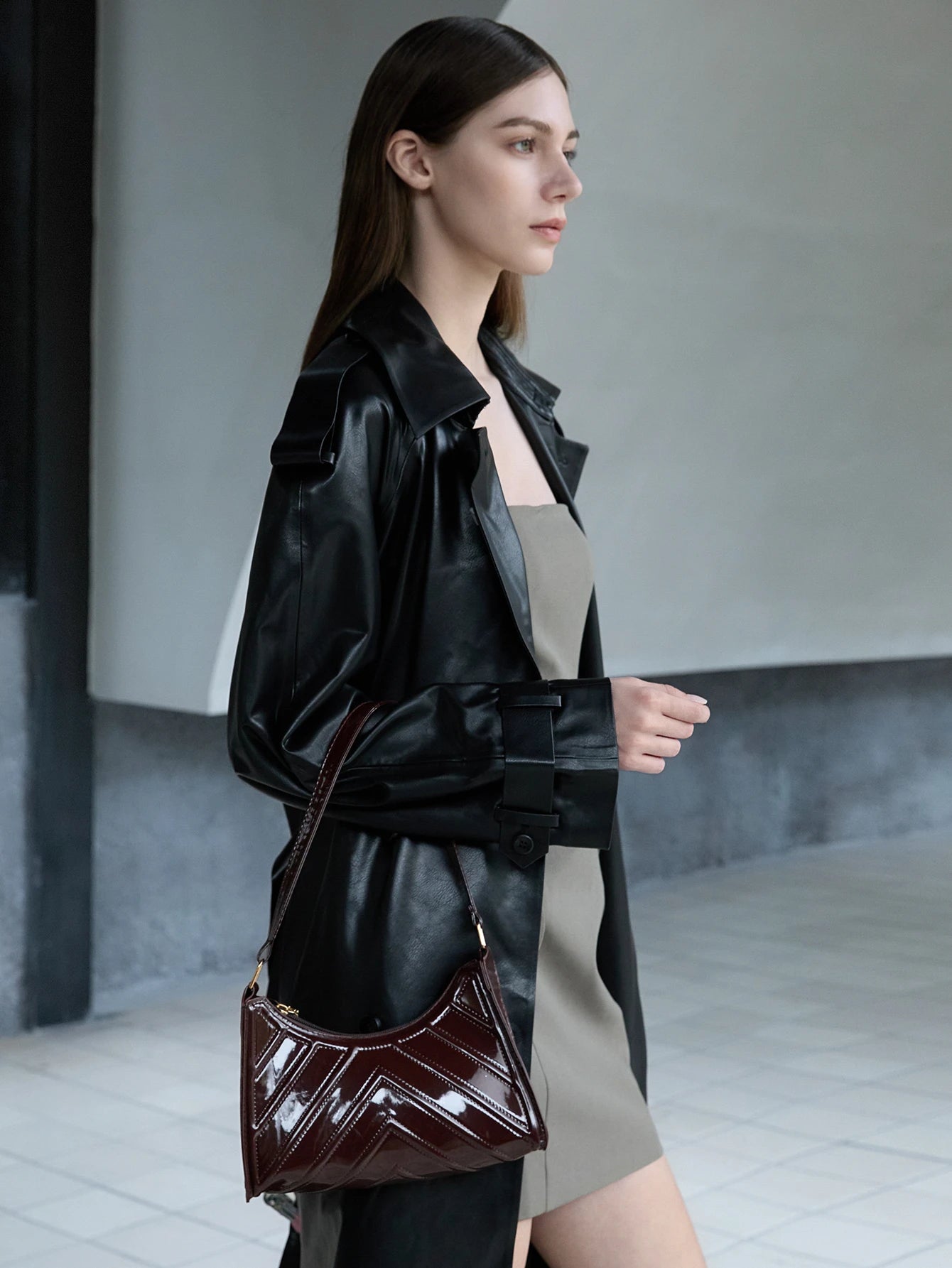 Glossy Sculpted Mini Shoulder Bag