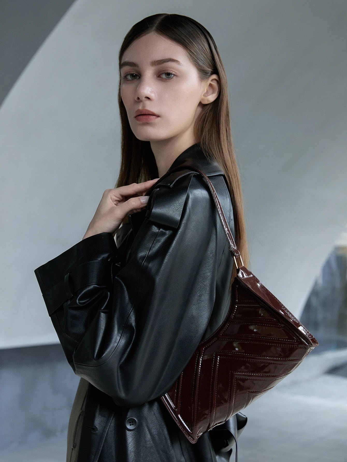Glossy Sculpted Mini Shoulder Bag