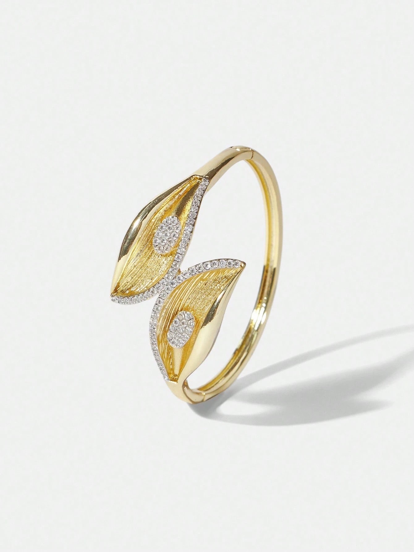 Leaf Motif Gold Cuff Bracelet