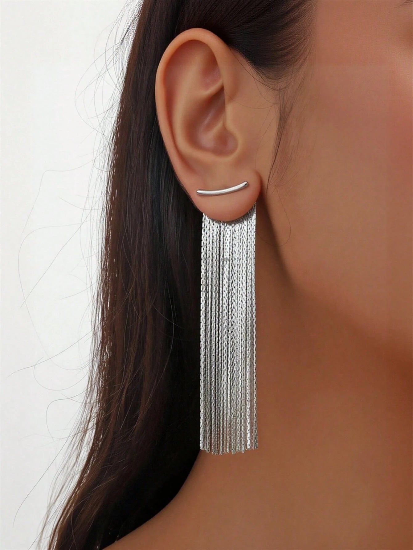 Metal Chain Tassel Pendant Earrings