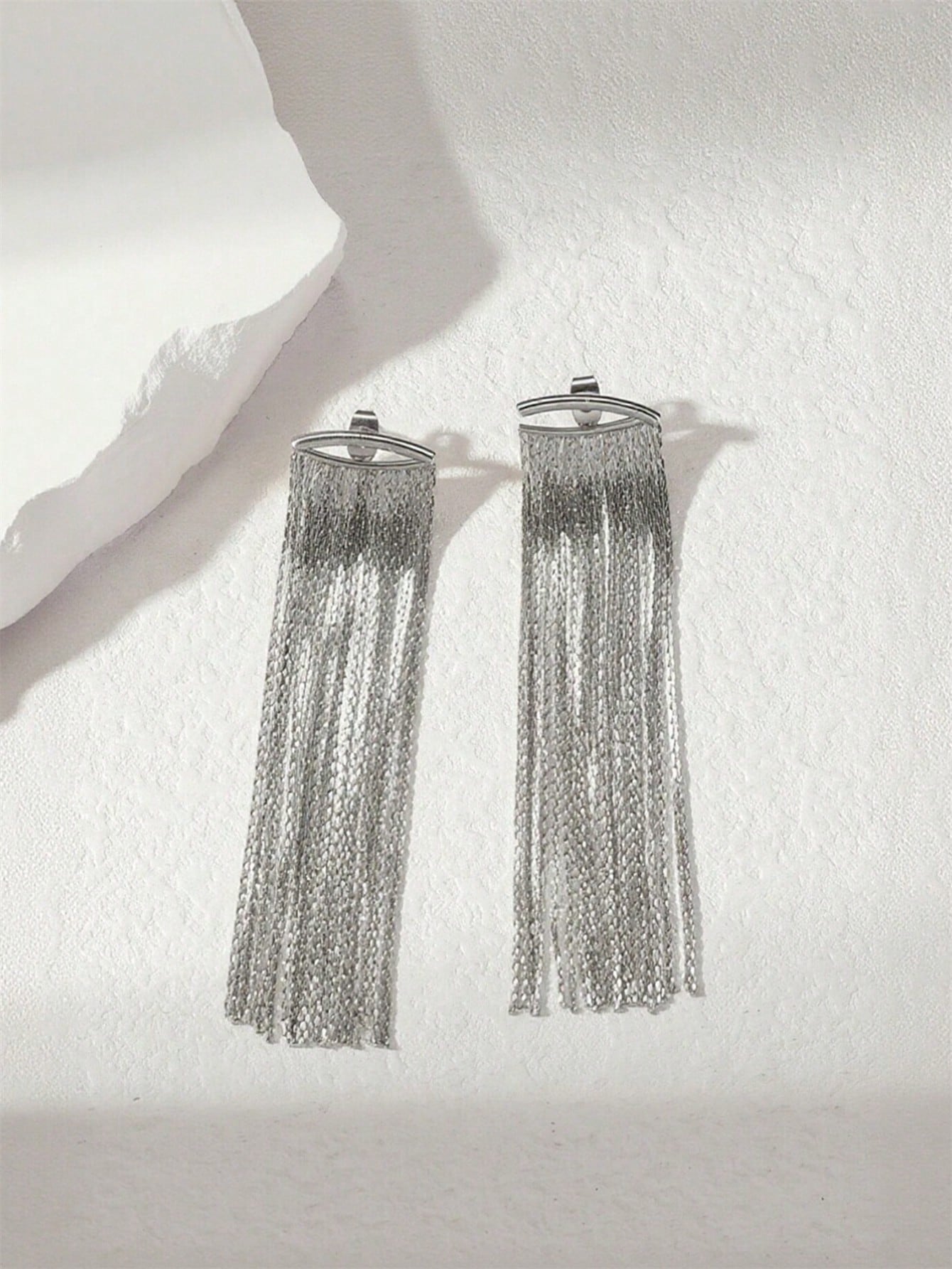 Metal Chain Tassel Pendant Earrings
