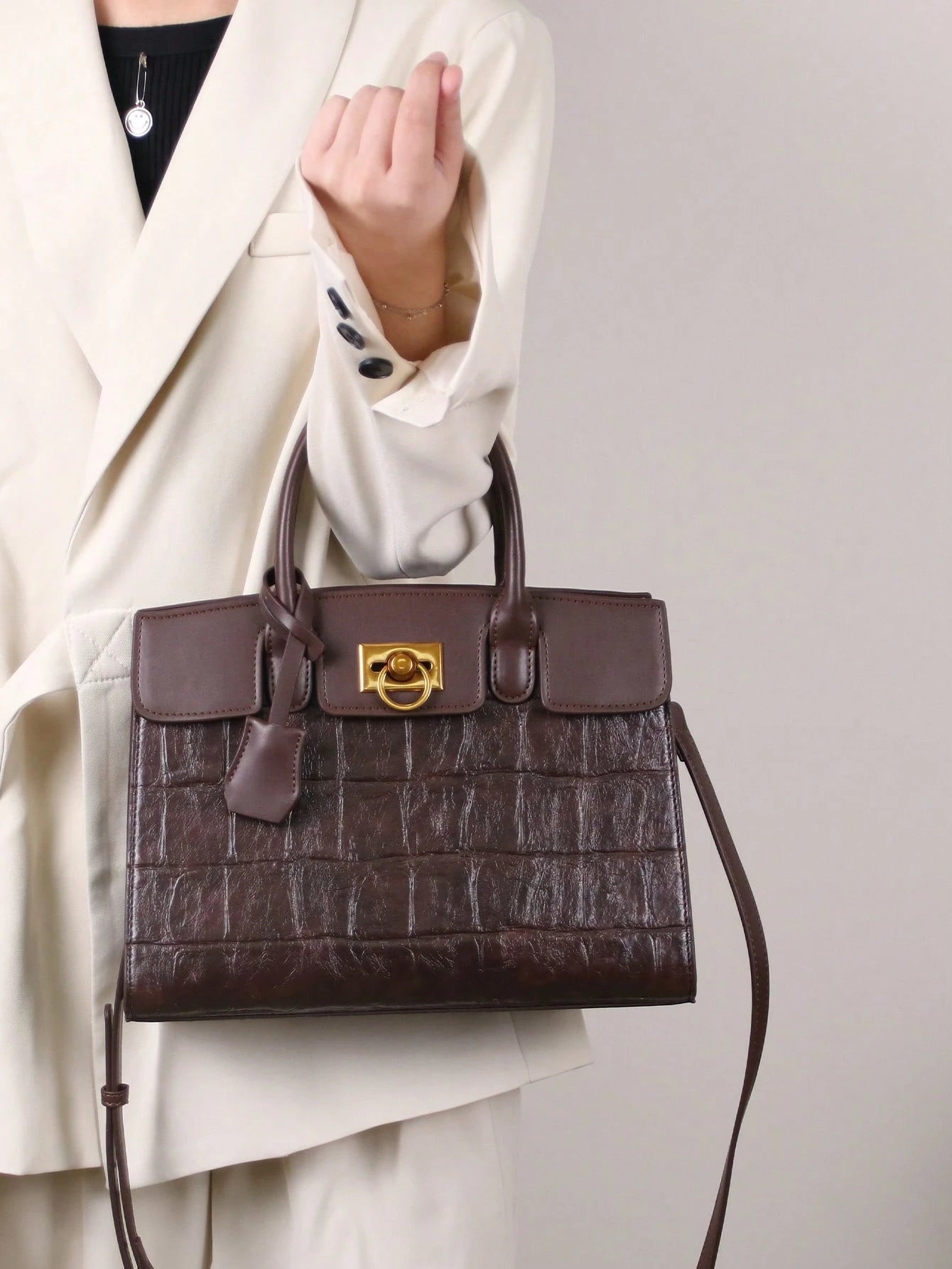 Structured Top Handle Luxury Bag