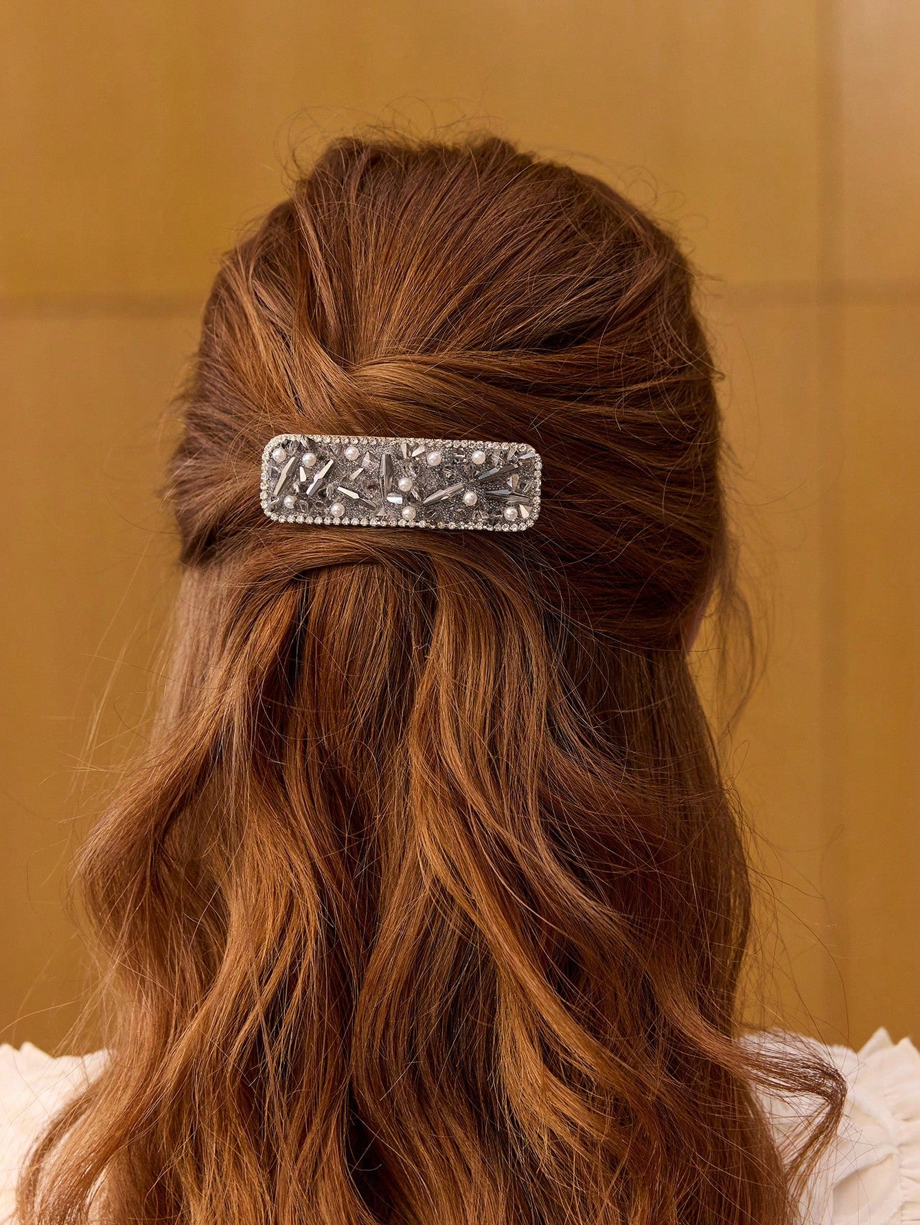 Crystal Embellished Pearl Hair Barrette