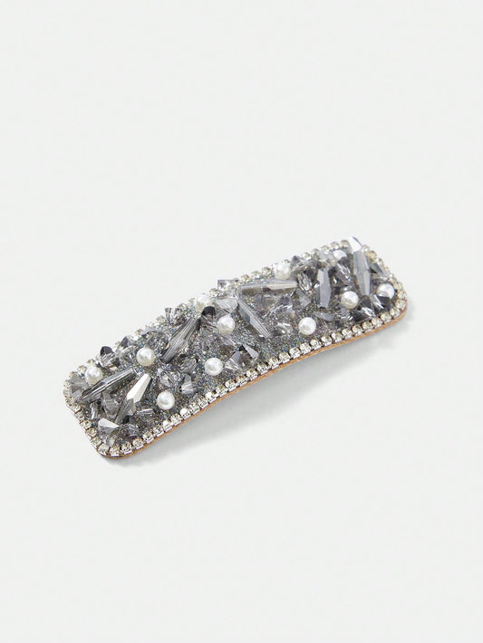 Crystal Embellished Pearl Hair Barrette