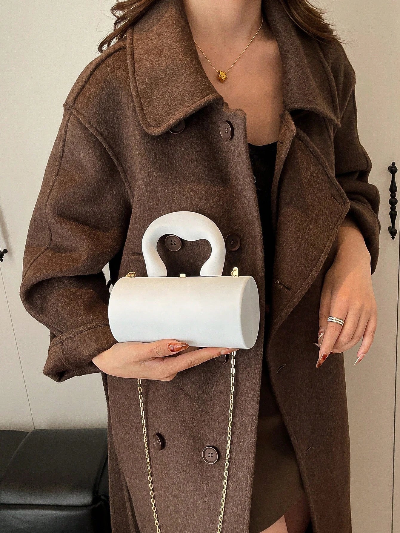 Sculpted Handle Mini Clutch – Modern Art Edition