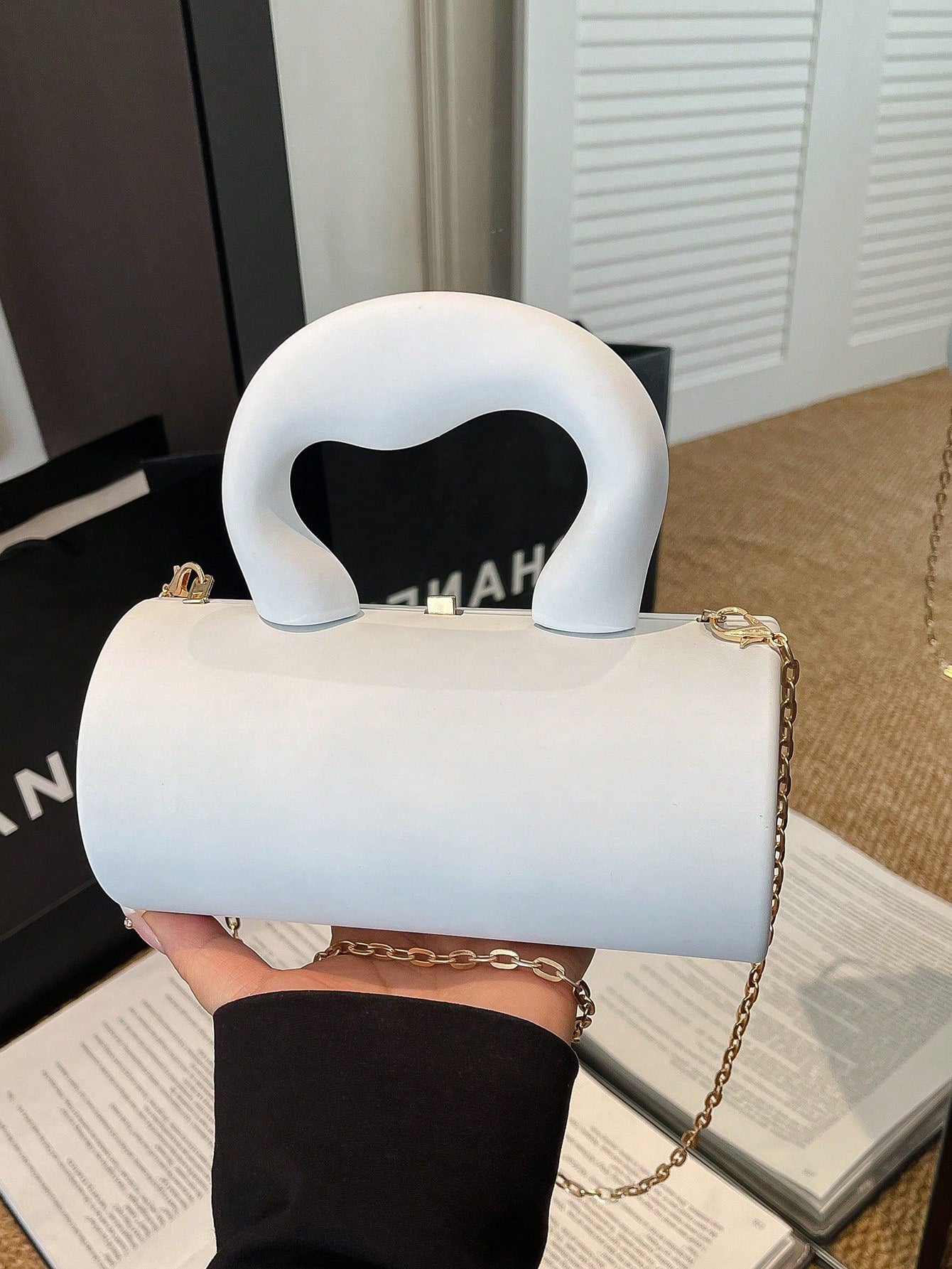 Sculpted Handle Mini Clutch – Modern Art Edition