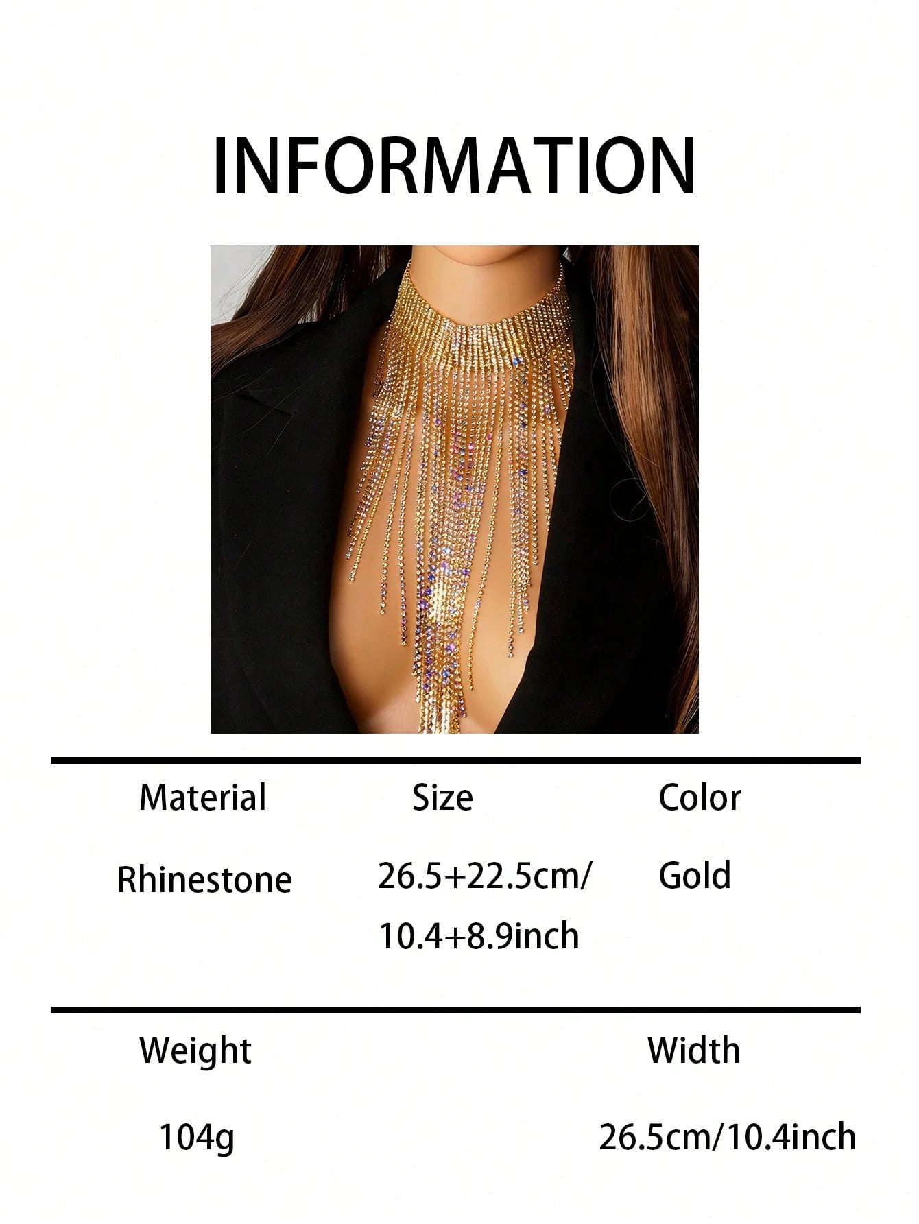 Rhinestone Fringe Tassel Choker Necklace
