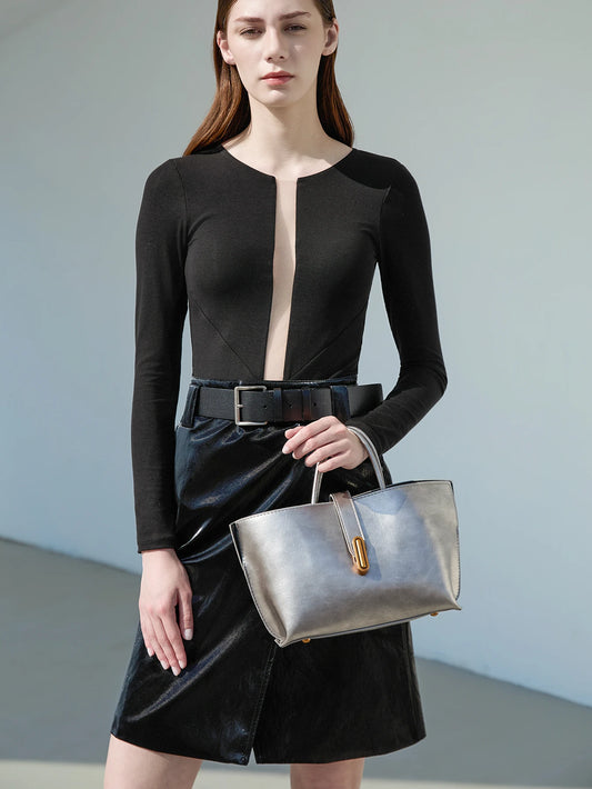 Auriel Structured Metallic Tote Bag