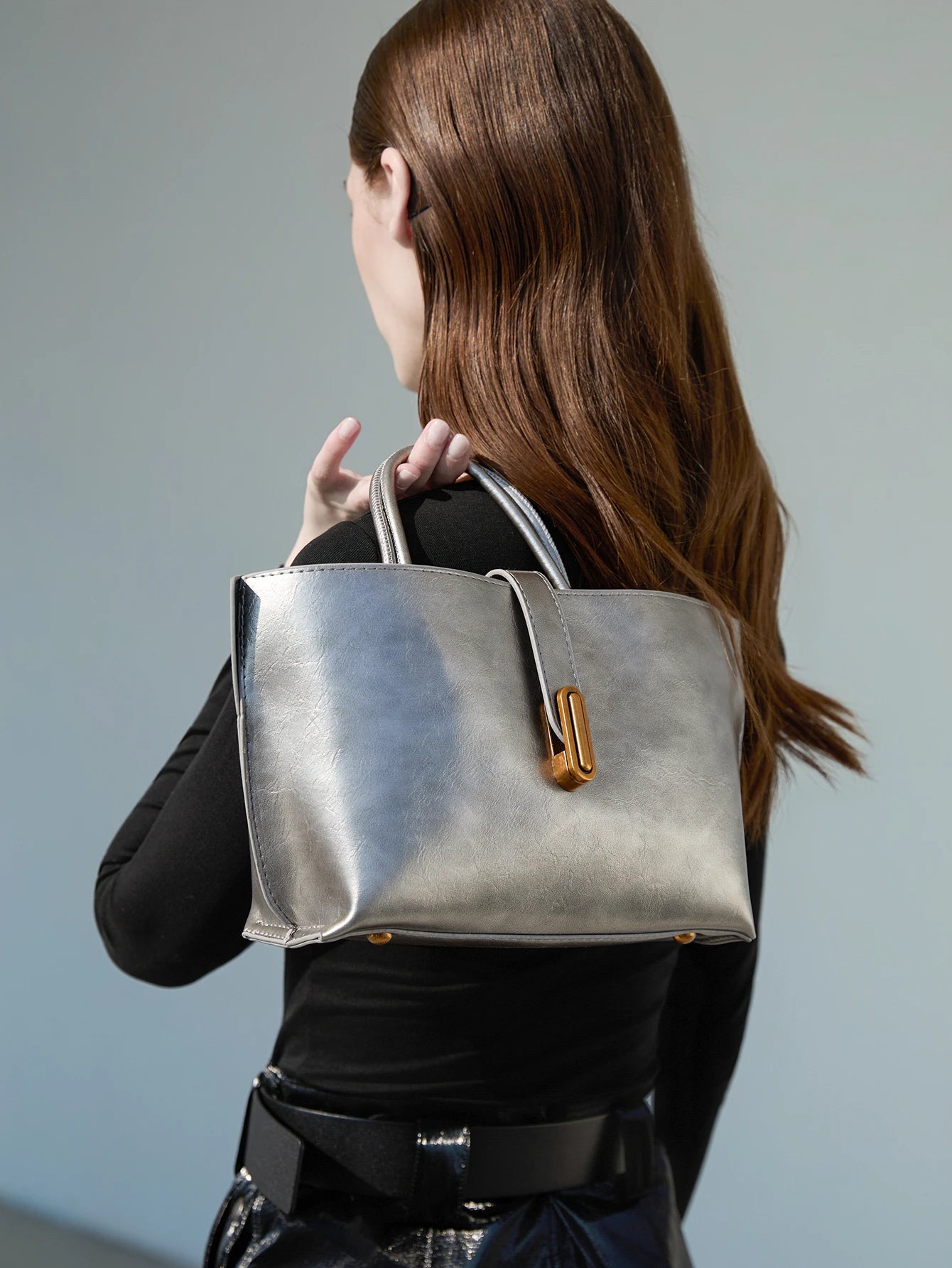 Auriel Structured Metallic Tote Bag