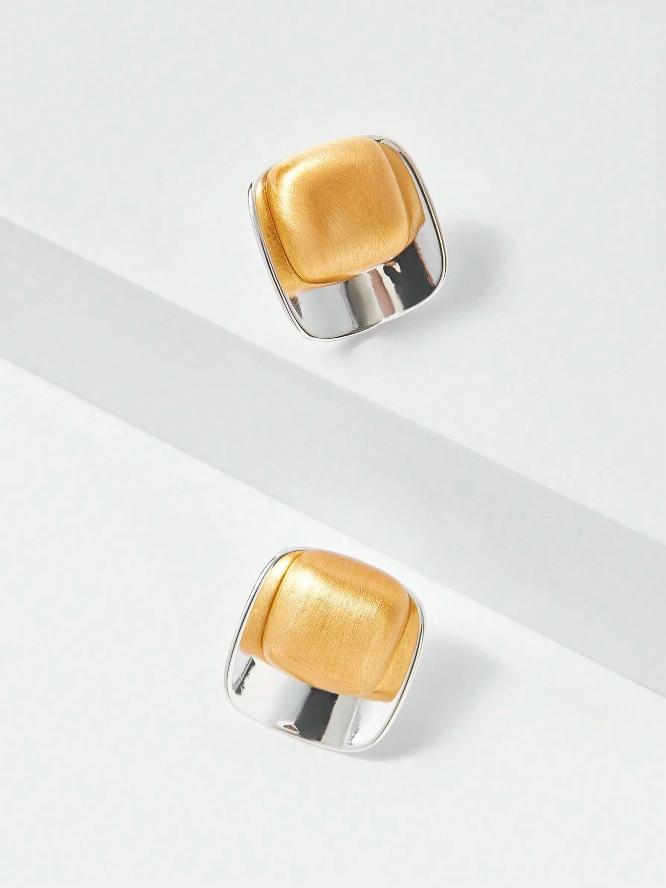 Two-Tone Sculpted Stud Earrings