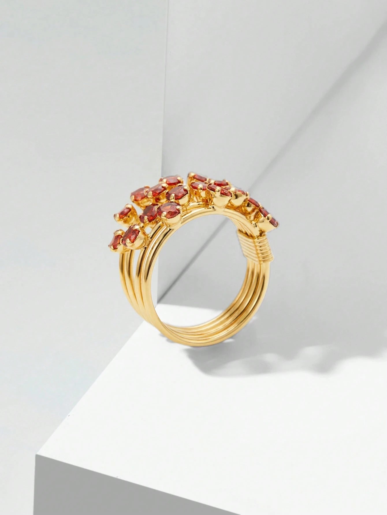 Crimson Coil Statement Ring