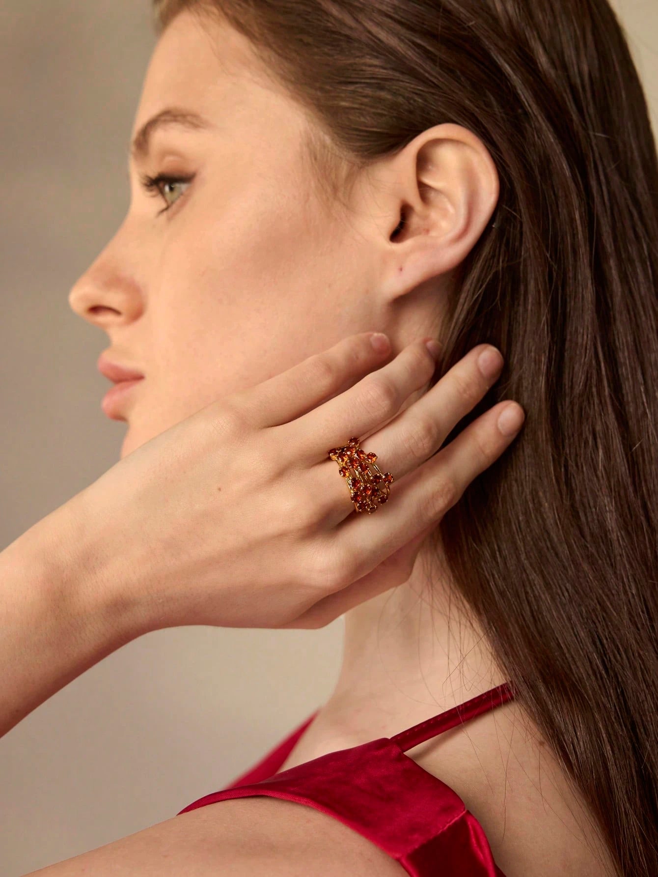 Crimson Coil Statement Ring