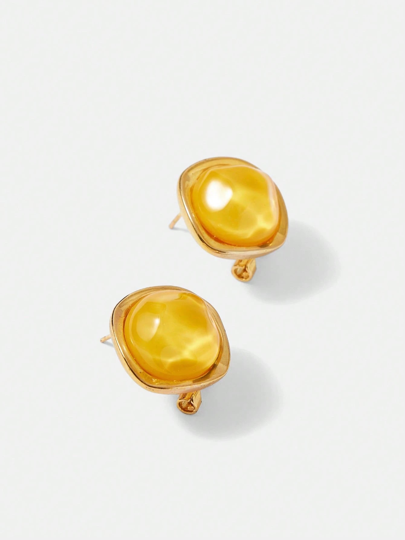 Amber Glow Gold Stud Earrings