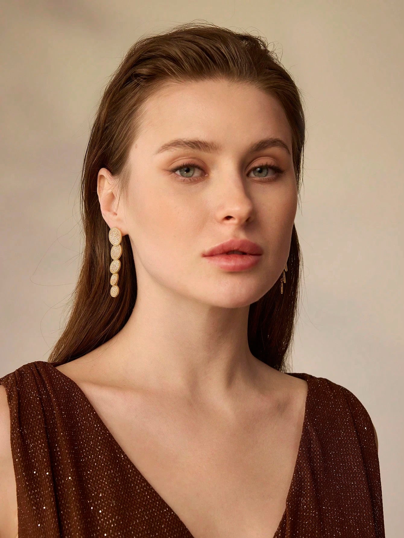 Golden Pavé Cascade Drop Earrings