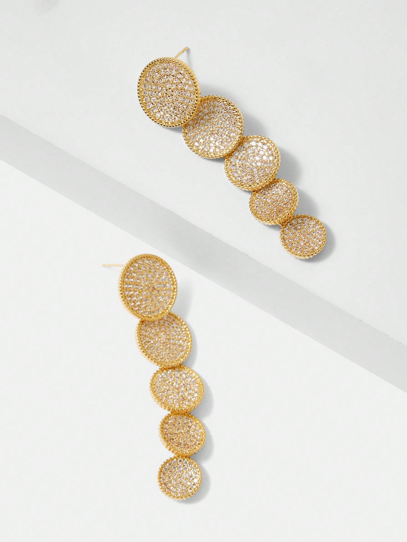Golden Pavé Cascade Drop Earrings