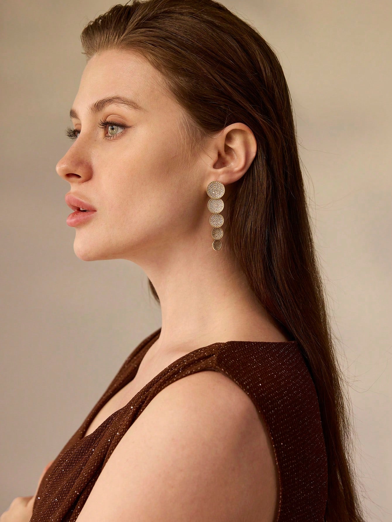 Golden Pavé Cascade Drop Earrings