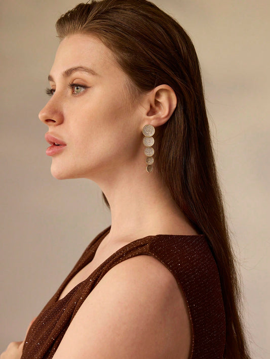 Golden Pavé Cascade Drop Earrings