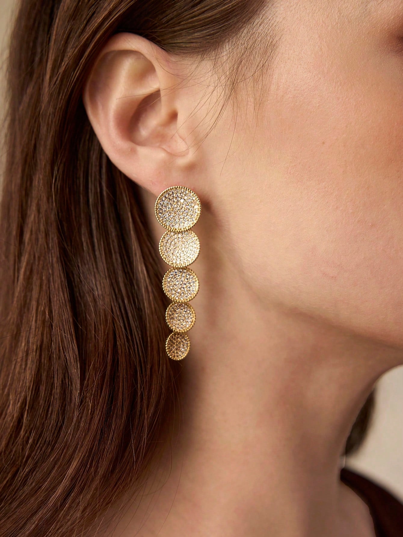 Golden Pavé Cascade Drop Earrings