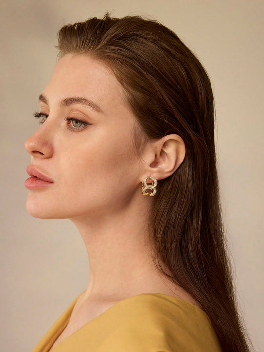 Intertwined Pavé Gold Hoop Earrings