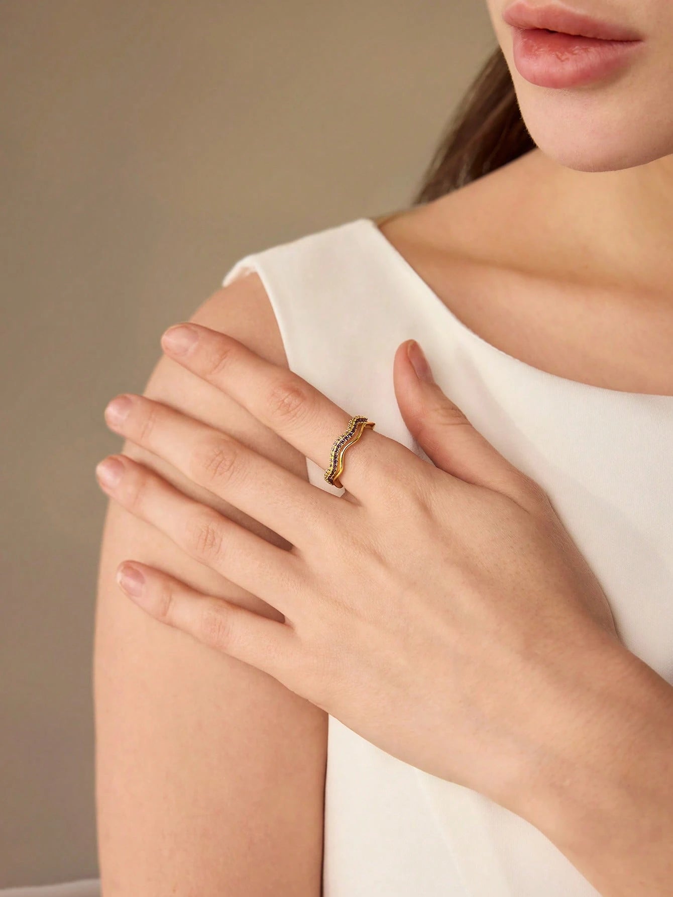 Aurora Wave Gold Plated Ring