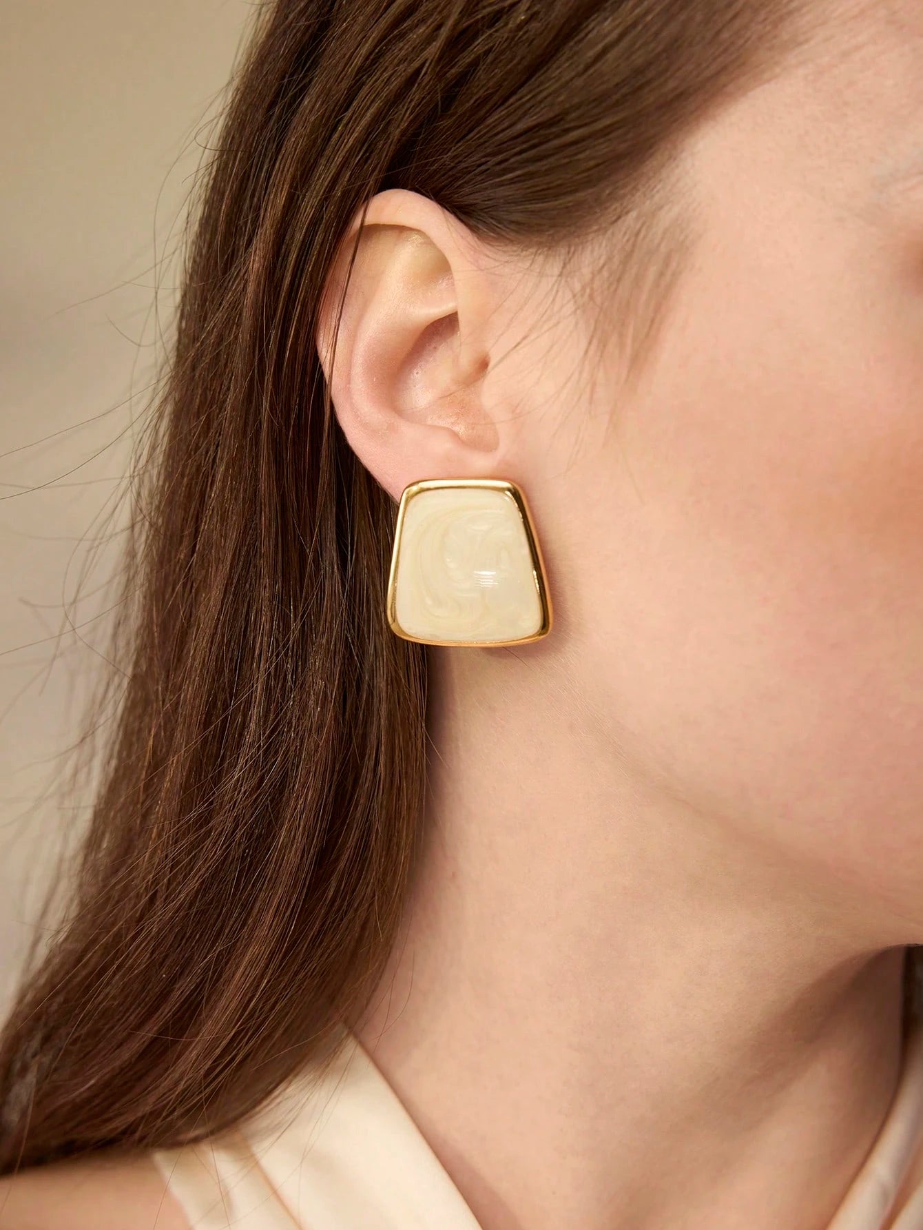 Ivory Square Statement Earrings